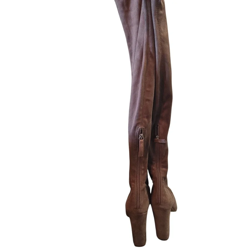 Steve Madden Emotions‎ Over the Knee Boots Size 9 Taupe Brown Chunk Heel Boots